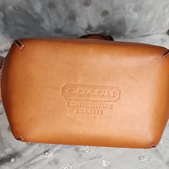 Coach 2001 RARE vintage mini Signature Light Brown Camel Beige Gold Raffia Tote - Picture 3 of 5